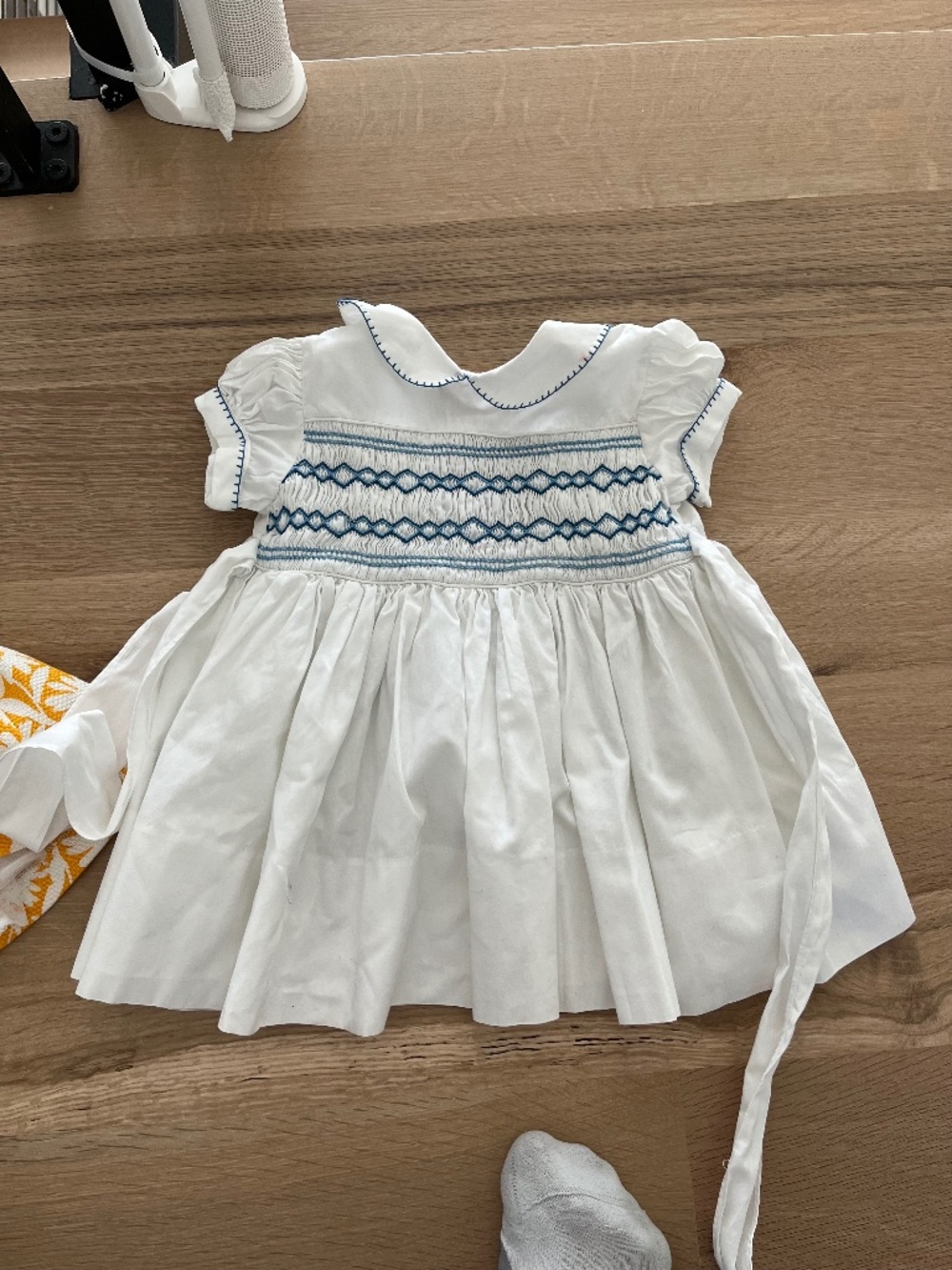 Handcraft White and Blue Smocked dress 2T